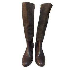 Coach Patchwork Chocolate Suede and Leather Tall Boots